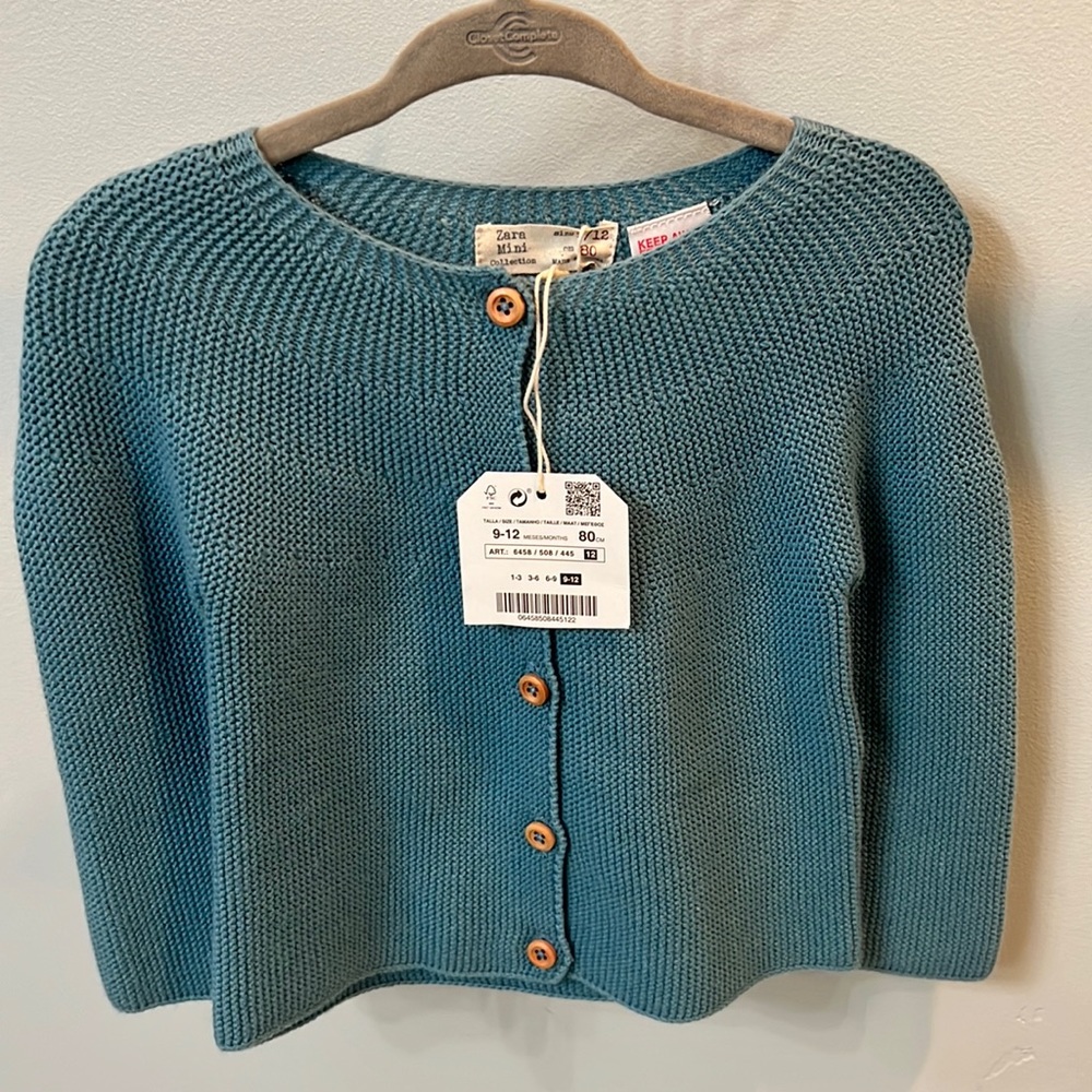 Zara Mini Collection Blue Knit Cardigan